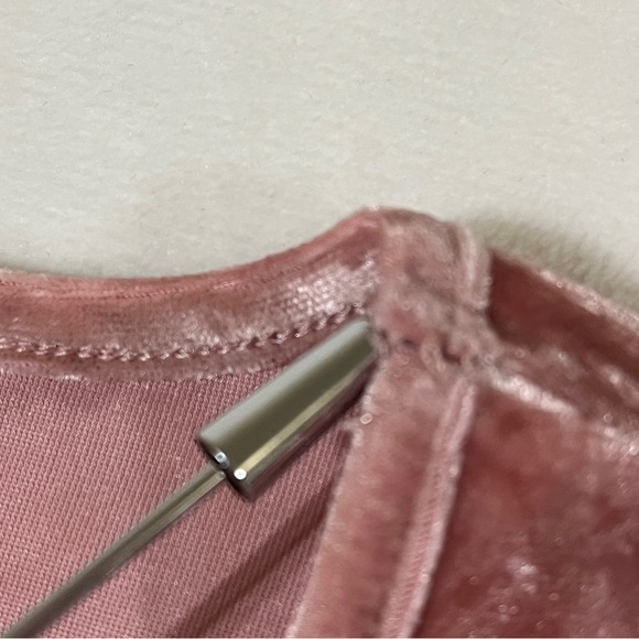 CANDIE'S Womens Top Crushed Velvet Blush Pink Fitted Y2K Style Size Medium - Picture 7 of 10